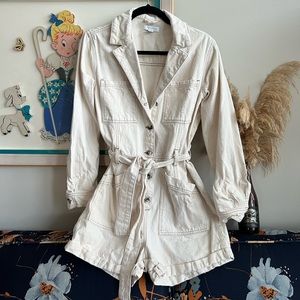 Top shop white Denim belted jumpsuit